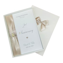 Load image into Gallery viewer, 2nd Anniversary Card - Cotton 2 Year Second Wedding Anniversary Luxury Greeting Card Personalised