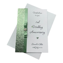 Load image into Gallery viewer, 2nd Anniversary Card - Cotton 2 Year Second Wedding Anniversary - 18 Colour Coice - Luxury Bow