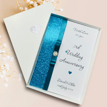 Load image into Gallery viewer, 3rd Anniversary Card - Leather 3 Year Third Wedding Anniversary - 18 Colour Coice - Luxury Bow