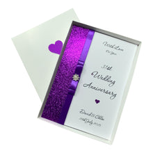 Load image into Gallery viewer, 31st Wedding Anniversary Card - Timepiece 31 Year Thirty First Anniversary - 18 Colour Coice - Luxury Bow