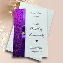 Load image into Gallery viewer, 31st Wedding Anniversary Card - Timepiece 31 Year Thirty First Anniversary - 18 Colour Coice - Luxury Bow