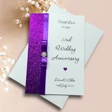 Load image into Gallery viewer, 32nd Wedding Anniversary Card - Lapis 32 Year Thirty Second Anniversary - 18 Colour Coice - Luxury Bow