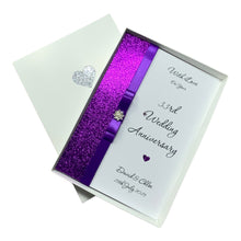 Load image into Gallery viewer, 33rd Wedding Anniversary Card - Amethyst 33 Year Thirty Third Anniversary - 18 Colour Coice - Luxury Bow