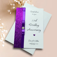 Load image into Gallery viewer, 33rd Wedding Anniversary Card - Amethyst 33 Year Thirty Third Anniversary - 18 Colour Coice - Luxury Bow