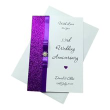 Load image into Gallery viewer, 33rd Wedding Anniversary Card - Amethyst 33 Year Thirty Third Anniversary - 18 Colour Coice - Luxury Bow