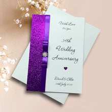 Load image into Gallery viewer, 34th Wedding Anniversary Card - Opal 34 Year Thirty Fourth Anniversary - 18 Colour Coice - Luxury Bow
