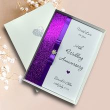 Load image into Gallery viewer, 34th Wedding Anniversary Card - Opal 34 Year Thirty Fourth Anniversary - 18 Colour Coice - Luxury Bow