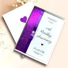 Load image into Gallery viewer, 34th Wedding Anniversary Card - Opal 34 Year Thirty Fourth Anniversary - 18 Colour Coice - Luxury Bow