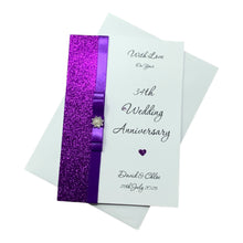 Load image into Gallery viewer, 34th Wedding Anniversary Card - Opal 34 Year Thirty Fourth Anniversary - 18 Colour Coice - Luxury Bow