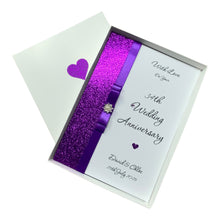 Load image into Gallery viewer, 34th Wedding Anniversary Card - Opal 34 Year Thirty Fourth Anniversary - 18 Colour Coice - Luxury Bow