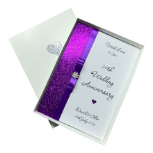 Load image into Gallery viewer, 34th Wedding Anniversary Card - Opal 34 Year Thirty Fourth Anniversary - 18 Colour Coice - Luxury Bow