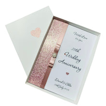 Load image into Gallery viewer, 35th Wedding Anniversary Card - Coral 35 Year Thirty Fifth Anniversary - 18 Colour Coice - Luxury Bow