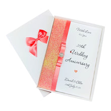 Load image into Gallery viewer, 35th Wedding Anniversary Card - Coral 35 Year Thirty Fifth Anniversary - 18 Colour Coice - Luxury Bow