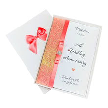Load image into Gallery viewer, 36th Wedding Anniversary Card - Bone China 36 Year Thirty Sixth Anniversary - 18 Colour Coice - Luxury Bow