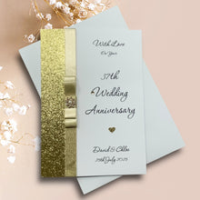 Load image into Gallery viewer, 37th Wedding Anniversary Card - Alabaster 37 Year Thirty Seventh Anniversary - 18 Colour Coice - Luxury Bow