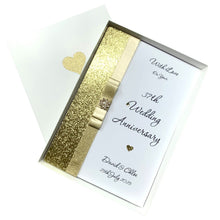 Load image into Gallery viewer, 37th Wedding Anniversary Card - Alabaster 37 Year Thirty Seventh Anniversary - 18 Colour Coice - Luxury Bow