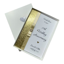 Load image into Gallery viewer, 37th Wedding Anniversary Card - Alabaster 37 Year Thirty Seventh Anniversary - 18 Colour Coice - Luxury Bow