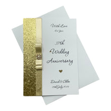 Load image into Gallery viewer, 37th Wedding Anniversary Card - Alabaster 37 Year Thirty Seventh Anniversary - 18 Colour Coice - Luxury Bow