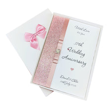 Load image into Gallery viewer, 37th Wedding Anniversary Card - Alabaster 37 Year Thirty Seventh Anniversary - 18 Colour Coice - Luxury Bow