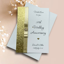 Load image into Gallery viewer, 38th Wedding Anniversary Card - Tourmaline 38 Year Thirty Eighth Anniversary - 18 Colour Coice - Luxury Bow
