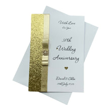 Load image into Gallery viewer, 38th Wedding Anniversary Card - Tourmaline 38 Year Thirty Eighth Anniversary - 18 Colour Coice - Luxury Bow