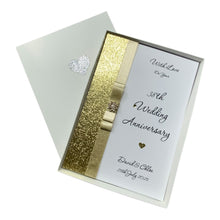 Load image into Gallery viewer, 38th Wedding Anniversary Card - Tourmaline 38 Year Thirty Eighth Anniversary - 18 Colour Coice - Luxury Bow