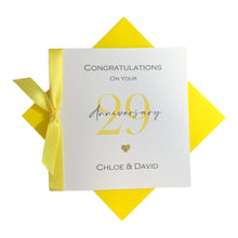 Load image into Gallery viewer, 29th Wedding Anniversary Card - Furniture 29 Year Twenty Ninth Gift for Wife Husband Parents Couple Friends - 17 Colours - Ribbon Number