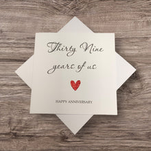 Load image into Gallery viewer, 39th Anniversary Card - Lace 39 Years Greeting Card Personalised - Year Of Us
