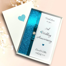Load image into Gallery viewer, 3rd Anniversary Card - Leather 3 Year Third Wedding Anniversary - 18 Colour Coice - Luxury Bow