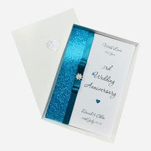 Load image into Gallery viewer, 3rd Anniversary Card - Leather 3 Year Third Wedding Anniversary - 18 Colour Coice - Luxury Bow