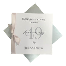 Load image into Gallery viewer, 49th Wedding Anniversary Card - Copper 49 Year Forty Ninth Greeting Gift Wife Husband Parents Couple - 17 Colours -- Ribbon Number