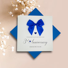 Load image into Gallery viewer, 3rd Anniversary Card - Leather 3 Year Third Wedding Anniversary Luxury Greeting Card Personalised -  - Regal Bow