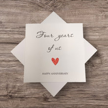 Load image into Gallery viewer, 4th Anniversary Card - Linen 4 Years Greeting Card Personalised - Year Of Us