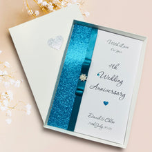 Load image into Gallery viewer, 4th Anniversary Card - Linen 4 Year Fourth Wedding Anniversary - 18 Colour Coice - Luxury Bow