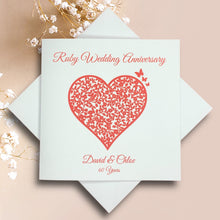 Load image into Gallery viewer, 40th Ruby Wedding Anniversary Personalised Card - 40 Years - Vintage Heart