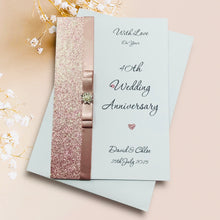 Load image into Gallery viewer, 40th Wedding Anniversary Card - Ruby 40 Year Fourtieth Anniversary - 18 Colour Coice - Luxury Bow