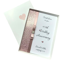 Load image into Gallery viewer, 40th Wedding Anniversary Card - Ruby 40 Year Fourtieth Anniversary - 18 Colour Coice - Luxury Bow
