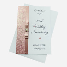 Load image into Gallery viewer, 40th Wedding Anniversary Card - Ruby 40 Year Fourtieth Anniversary - 18 Colour Coice - Luxury Bow