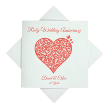 Load image into Gallery viewer, 40th Ruby Wedding Anniversary Personalised Card - 40 Years - Vintage Heart