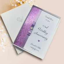 Load image into Gallery viewer, 42nd Wedding Anniversary Card - Clock 42 Year Forty Second Anniversary - 18 Colour Coice - Luxury Bow