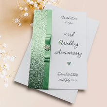 Load image into Gallery viewer, 43rd Wedding Anniversary Card - Entertainment 43 Year Forty Third Anniversary - 18 Colour Coice - Luxury Bow
