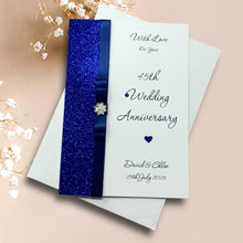 Load image into Gallery viewer, 45th Wedding Anniversary Card - Sapphire 45 Year Forty Fifth Anniversary - 18 Colour Coice - Luxury Bow