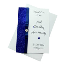 Load image into Gallery viewer, 45th Wedding Anniversary Card - Sapphire 45 Year Forty Fifth Anniversary - 18 Colour Coice - Luxury Bow