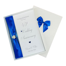 Load image into Gallery viewer, 45th Wedding Anniversary Card - Sapphire 45 Year Forty Fifth Anniversary Luxury Greeting Card Personalised