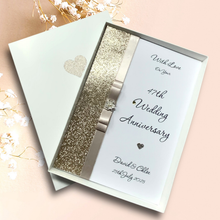 Load image into Gallery viewer, 47th Wedding Anniversary Card - Garden 47 Year Forty Seventh Anniversary - 18 Colour Coice - Luxury Bow