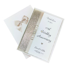 Load image into Gallery viewer, 47th Wedding Anniversary Card - Garden 47 Year Forty Seventh Anniversary - 18 Colour Coice - Luxury Bow