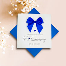 Load image into Gallery viewer, 4th Anniversary Card - Linen 4 Year Fourth Wedding Anniversary Luxury Greeting Card Personalised - Regal Bow