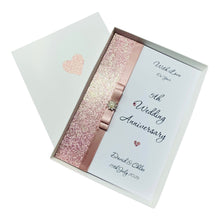 Load image into Gallery viewer, 5th Anniversary Card - Wood 5 Year Fifth Wedding Anniversary - 18 Colour Coice - Luxury Bow