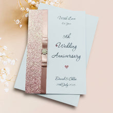 Load image into Gallery viewer, 5th Anniversary Card - Wood 5 Year Fifth Wedding Anniversary - 18 Colour Coice - Luxury Bow