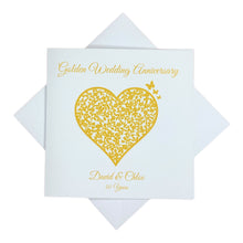 Load image into Gallery viewer, 50th Golden Wedding Anniversary Personalised Card - 50 Years - Vintage Heart